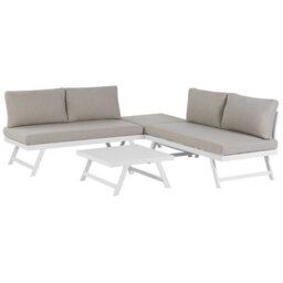 Beliani Garden Corner Sofa With Table 5 Seater Coccorino Metal Taupe - thumbnail 4