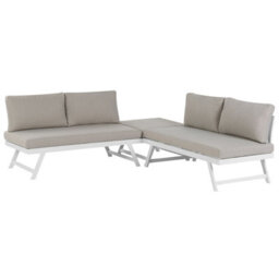 Beliani Garden Corner Sofa With Table 5 Seater Coccorino Metal Taupe - thumbnail 5