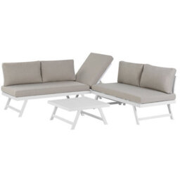 Beliani Garden Corner Sofa With Table 5 Seater Coccorino Metal Taupe - thumbnail 6