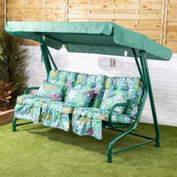 Alfresia Roma Swing Seat With Alexandra Green Leaf Classic Cushions - thumbnail 2