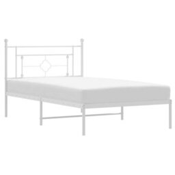 Berkfield Metal Bed Frame Without Mattress With Headboard White 107X203Cm - thumbnail 2