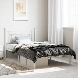 Berkfield Metal Bed Frame Without Mattress With Headboard White 107X203Cm - thumbnail 1