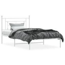 Berkfield Metal Bed Frame Without Mattress With Headboard White 107X203Cm - thumbnail 3
