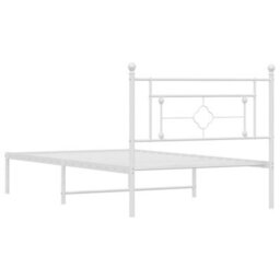 Berkfield Metal Bed Frame Without Mattress With Headboard White 107X203Cm - thumbnail 7