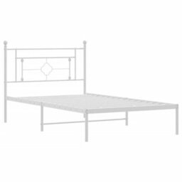 Berkfield Metal Bed Frame Without Mattress With Headboard White 107X203Cm - thumbnail 4