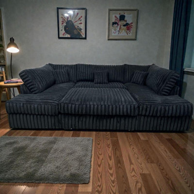 Large Jumbo Cord Cinema Sofa Black - image 1