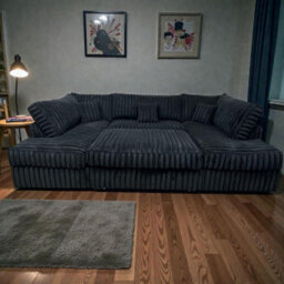 Large Jumbo Cord Cinema Sofa Black