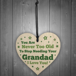 Red Ocean Grandad Gift For Birthday Fathers Day Wood Heart Thank You Gift For Him Keepsake - thumbnail 2