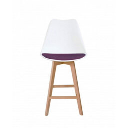 Fusion Living Soho White &aubergine Plastic Bar Stool With Light Wood Legs - thumbnail 6