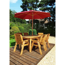 Marlborough Traditional Six Seater Rectangular Table Set With 6 X Burgundy Chair Cushion 1 X Burgundy Parasol & Base & Cushion Storage Bag - thumbnail 3