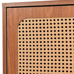 HomeTouch Rattan Sideboard Side Cabinet, Oak Wood Chest Of Drawers With 2 Doors And 3 Drawers For Living Room Bedroom - thumbnail 9