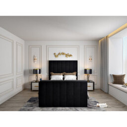 Vogue Upholstered Soft Velvet Line  Black Tv Bespoke Bed Frame - thumbnail 2
