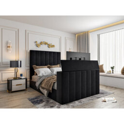 Vogue Upholstered Soft Velvet Line  Black Tv Bespoke Bed Frame - thumbnail 1
