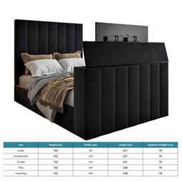 Vogue Upholstered Soft Velvet Line  Black Tv Bespoke Bed Frame - thumbnail 6