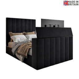 Vogue Upholstered Soft Velvet Line  Black Tv Bespoke Bed Frame - thumbnail 5