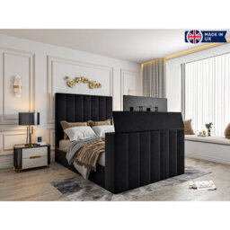 Vogue Upholstered Soft Velvet Line  Black Tv Bespoke Bed Frame - thumbnail 7