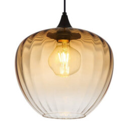 Luminosa Lighting Luminosa Sander Dome Pendant Ceiling Light Matt Black Amber Glass Shade 1X E27 - thumbnail 3