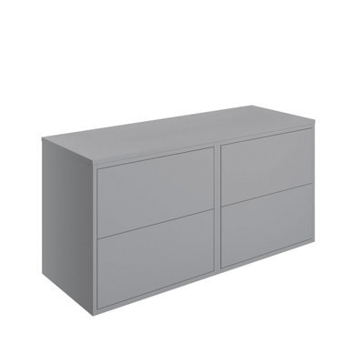 Grasmere Matt Grey Wall-Mounted 4 Drawer Bathroom Cabinet (H) 588mm (W) 1205mm (D) 45.3Cm - image 1