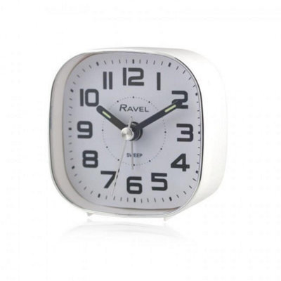 Ravel Petite Quartz Bedside Alarm Clock White Rc038.4
