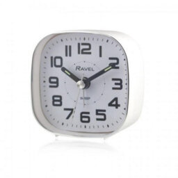 Ravel Petite Quartz Bedside Alarm Clock White Rc038.4