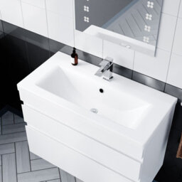Nes Home White 800mm Pvc 2 Drawer Wall Hung Vanity Cabinet And Basin Sink Unit - thumbnail 3
