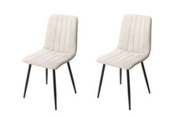 Core Products Pair Of Natural Colour Fabric Straight Stitch Dining Chairs - Black Tapered Legs - thumbnail 1