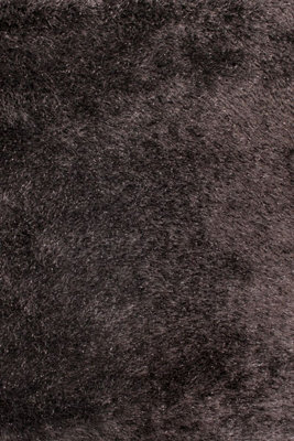 Charcoal Plain Shaggy Modern Sparkle Rug For Bedroom Living & Dining Room - 160Cm X 225Cm (5Ft. 2In. X 7Ft. 4In.) - image 1