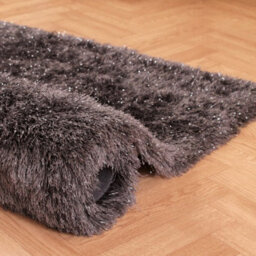 Charcoal Plain Shaggy Modern Sparkle Rug For Bedroom Living & Dining Room - 160Cm X 225Cm (5Ft. 2In. X 7Ft. 4In.) - thumbnail 6