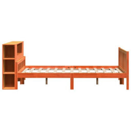 Berkfield Bookcase Bed Without Mattress Wax Brown 150X200 Cm King Size Solid Wood - thumbnail 5