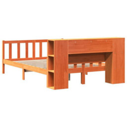 Berkfield Bookcase Bed Without Mattress Wax Brown 150X200 Cm King Size Solid Wood - thumbnail 6
