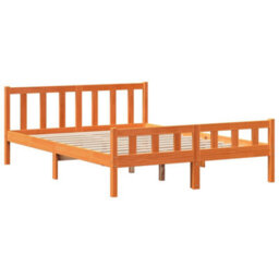 Berkfield Bookcase Bed Without Mattress Wax Brown 150X200 Cm King Size Solid Wood - thumbnail 8