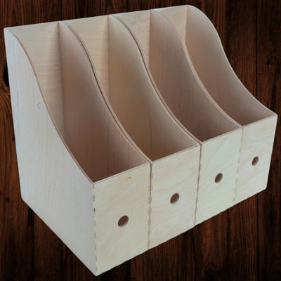 Woodeedoo Set Of 4 Wooden Magazine Rack Vertical File Holder Folder Stand Document Organiser For Desk Or Office Shelf