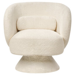 Beliani Swivel Armchair Lieksa Boucle Off-White - thumbnail 5