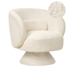 Beliani Swivel Armchair Lieksa Boucle Off-White