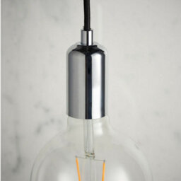 Hanging Ceiling Pendant Light & Rose Kit Chrome Steel Industrial Adjustable Lamp - thumbnail 4