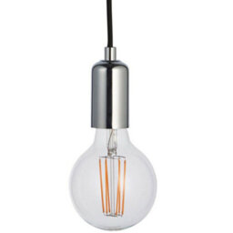 Hanging Ceiling Pendant Light & Rose Kit Chrome Steel Industrial Adjustable Lamp - thumbnail 3