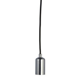 Hanging Ceiling Pendant Light & Rose Kit Chrome Steel Industrial Adjustable Lamp - thumbnail 1