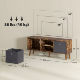 Wyld Haus Dilo 110Cm Rustic Brown Tv Storage Cabinet With Removable Fabric Drawers - Fits Up To 50-Inch Tvs - thumbnail 3