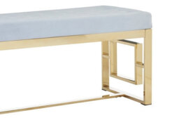 Orsina Luxe Powder Grey Tufted Bench, Soft Velvet Upholstery With Button Detailing, Gold Finish Stainless Steel Base - thumbnail 6