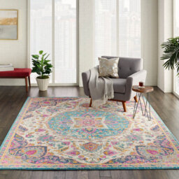 Ivory Multi Floral Persian Traditional Luxurious Rug For Living Room Bedroom And Dining Room-114Cm X 175Cm