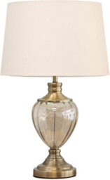 Lighting Supermarket Hepburn Large Amber Glass Table Lamp Antique Brass With Cream Pleat Shade 58Cm - thumbnail 2