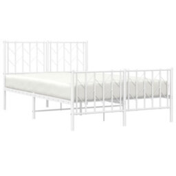 Berkfield Metal Bed Frame Without Mattress With Footboard White 120X200Cm - thumbnail 3