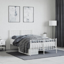 Berkfield Metal Bed Frame Without Mattress With Footboard White 120X200Cm - thumbnail 1