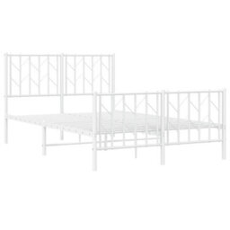Berkfield Metal Bed Frame Without Mattress With Footboard White 120X200Cm - thumbnail 4