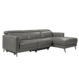 Valencia Andria Modern Top Grain Leather Reclining Sectional Three Seats With Right Hand Chaise Sofa Grey - thumbnail 6