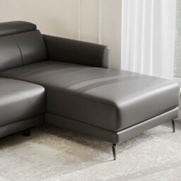 Valencia Andria Modern Top Grain Leather Reclining Sectional Three Seats With Right Hand Chaise Sofa Grey - thumbnail 5