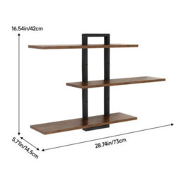3-Tier Floating Wall Shelves Handmade Display Shelves Metal Brackets Solid Wood - thumbnail 2