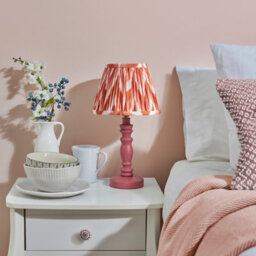 Luminosa Lighting Luminosa Bibury Satin Pink Clay Paint Table Lamp With Apricot Orange Fabric Zigzag Shade 20Cm B22 - thumbnail 3