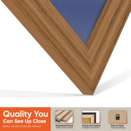 "AK Frames 25X17"" Oak Classic Vinyl Record Frame With Blue Mount For 12 Inch Lp Cover & Disc - Overlapped Design" - thumbnail 3