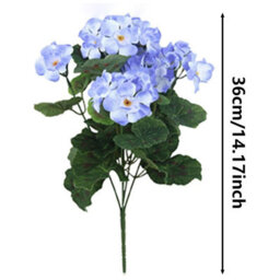 1 Artificial Flower For Outdoor Decoration, Silk Geranium, Fake Plant For Wedding Table Decoration, Garden, Home, Blue - thumbnail 3